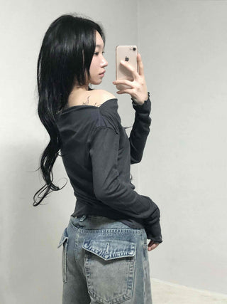 Sexy Off-Shoulder Slim Fit Long Sleeve T-Shirt