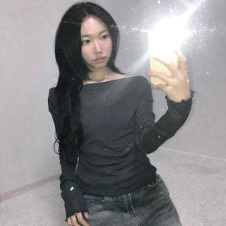 Sexy Off-Shoulder Slim Fit Long Sleeve T-Shirt