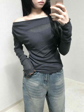 Sexy Off-Shoulder Slim Fit Long Sleeve T-Shirt