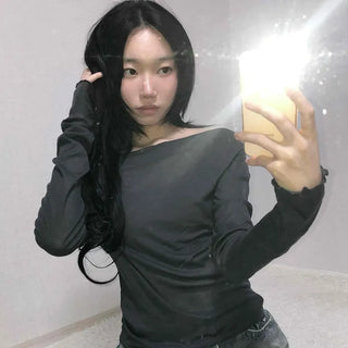 Sexy Off-Shoulder Slim Fit Long Sleeve T-Shirt