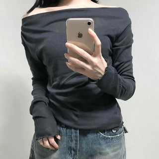 Sexy Off-Shoulder Slim Fit Long Sleeve T-Shirt