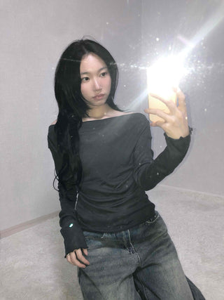 Sexy Off-Shoulder Slim Fit Long Sleeve T-Shirt