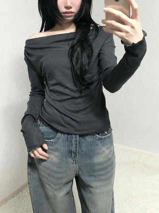Sexy Off-Shoulder Slim Fit Long Sleeve T-Shirt