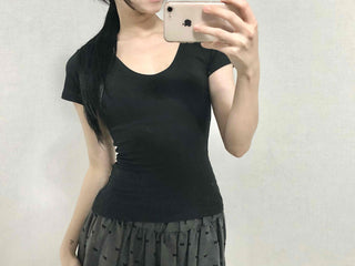 Minimal Slim Fit Square Neck Short Sleeve T-shirt