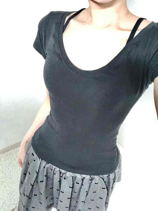Minimal Slim Fit Square Neck Short Sleeve T-shirt