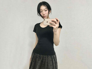 Minimal Slim Fit Square Neck Short Sleeve T-shirt