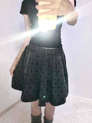 Dot Shirred Balloon Mini Skirt