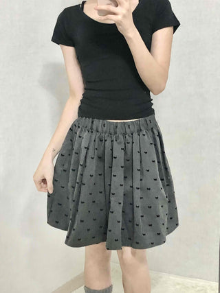 Dot Shirred Balloon Mini Skirt