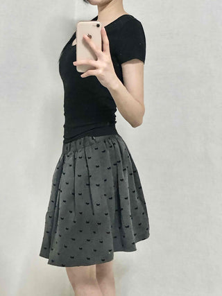 Dot Shirred Balloon Mini Skirt