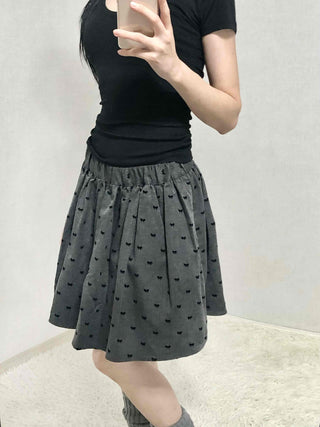 Dot Shirred Balloon Mini Skirt