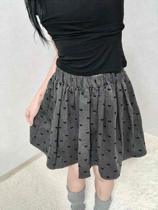 Dot Shirred Balloon Mini Skirt