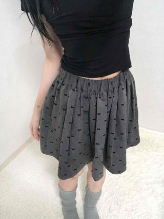 Dot Shirred Balloon Mini Skirt
