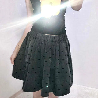 Dot Shirred Balloon Mini Skirt