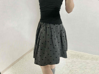 Dot Shirred Balloon Mini Skirt