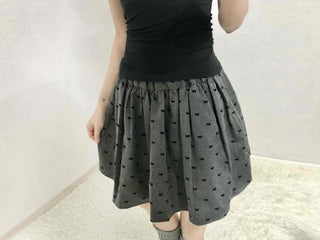 Dot Shirred Balloon Mini Skirt