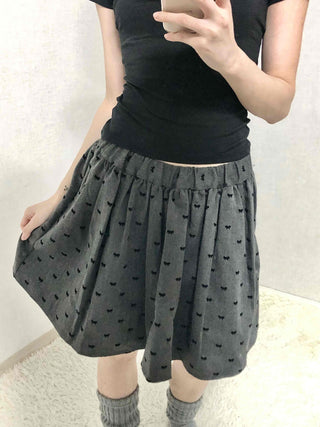 Dot Shirred Balloon Mini Skirt