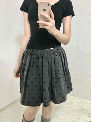 Dot Shirred Balloon Mini Skirt