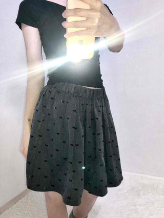 Dot Shirred Balloon Mini Skirt