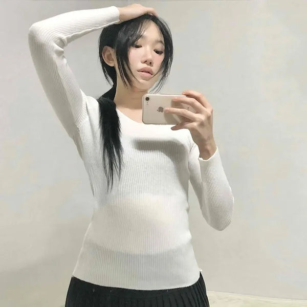 Soft Touch Square Neck Slim Ribbed Knit