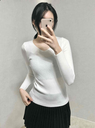 Soft Touch Square Neck Slim Ribbed Knit