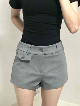 Minimal Tailored Button Pocket Shorts
