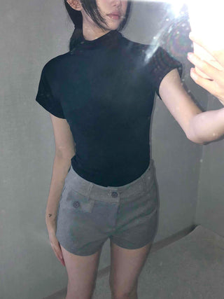 Minimal Tailored Button Pocket Shorts