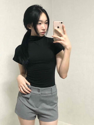 Minimal Tailored Button Pocket Shorts