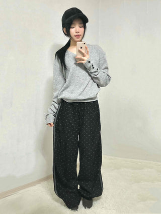 Edge Stripe Turtleneck Loose Fit Knit