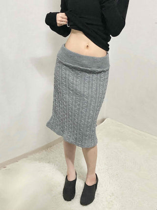 Cable Knit Slim Fit Mermaid Midi Skirt
