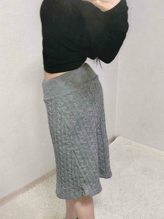 Cable Knit Slim Fit Mermaid Midi Skirt