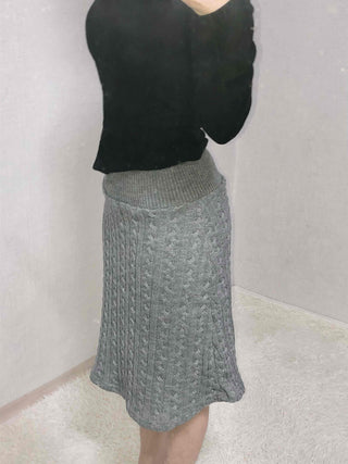 Cable Knit Slim Fit Mermaid Midi Skirt