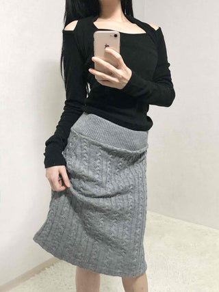 Cable Knit Slim Fit Mermaid Midi Skirt