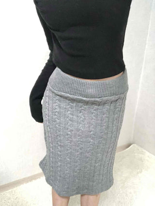 Cable Knit Slim Fit Mermaid Midi Skirt