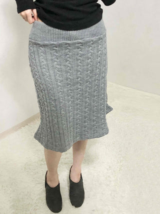 Cable Knit Slim Fit Mermaid Midi Skirt