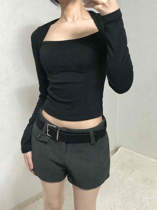 Simple Modern Mid-Height Up Belted Shorts
