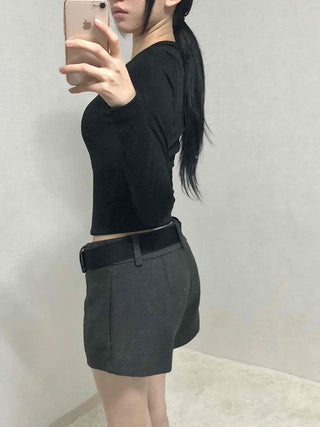 Simple Modern Mid-Height Up Belted Shorts