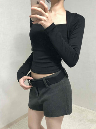 Simple Modern Mid-Height Up Belted Shorts