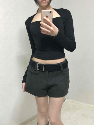Simple Modern Mid-Height Up Belted Shorts