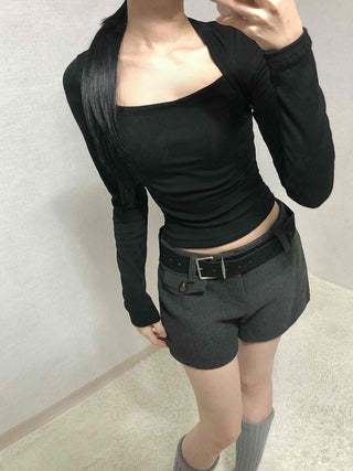 Simple Modern Mid-Height Up Belted Shorts
