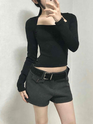 Simple Modern Mid-Height Up Belted Shorts