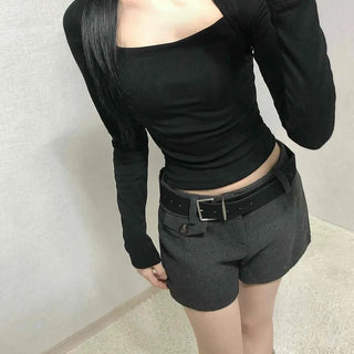 Simple Modern Mid-Height Up Belted Shorts