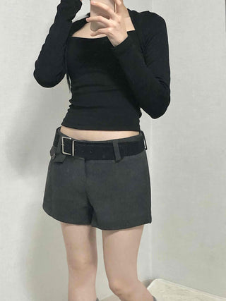 Simple Modern Mid-Height Up Belted Shorts