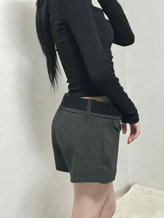 Simple Modern Mid-Height Up Belted Shorts