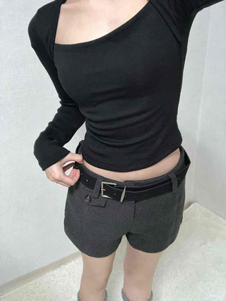 Simple Modern Mid-Height Up Belted Shorts