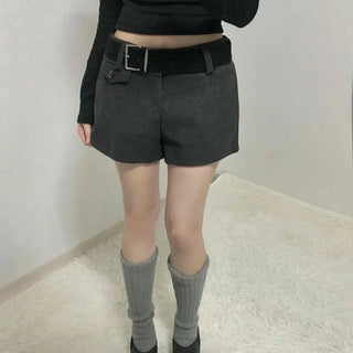 Simple Modern Mid-Height Up Belted Shorts