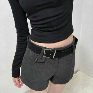 Simple Modern Mid-Height Up Belted Shorts