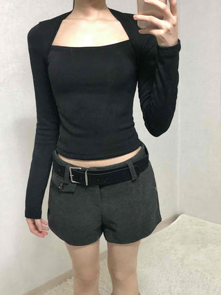 Simple Modern Mid-Height Up Belted Shorts
