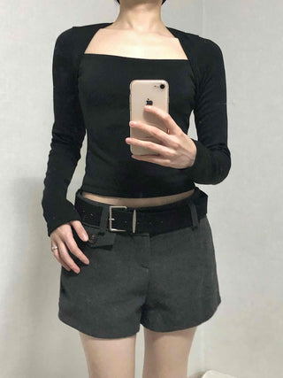 Simple Modern Mid-Height Up Belted Shorts
