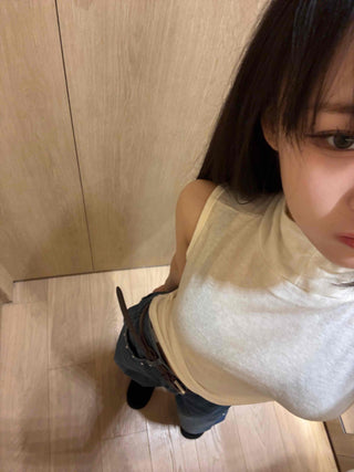 Angora Turtleneck Slim Ribbed Sleeveless Knit