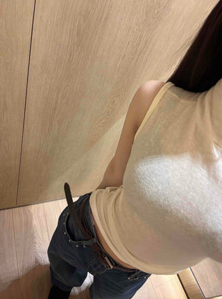 Angora Turtleneck Slim Ribbed Sleeveless Knit